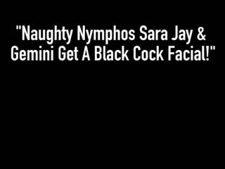 Naughty Nymphos Sara Jay & Gemini Get A Black manhood Facial!
