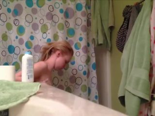 My teen teenager taking a grand showerwer
