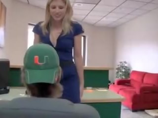 Mom Blows Son under Desk - Oral Creampie Swallow