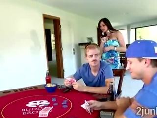 Perv loses in poker but ends fucking his friends superb MILF